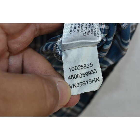 Ariat Pro Series Men's Shirt Size XXLT Navy Blue Plaid Short Sleeve Button Up - Picture 11 of 14